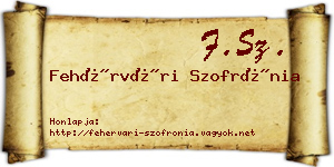 Fehérvári Szofrónia névjegykártya